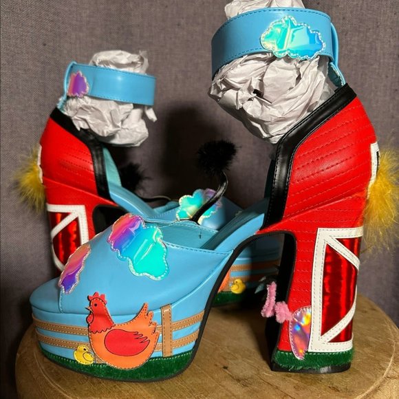 dELiA*s by Dolls Kill Animal Playhouse Platform Heels Farm Core Cow Shoes - Picture 4 of 8